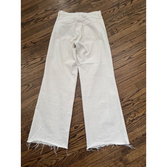 AMO Denim Frida Wide Leg Raw Hem High Rise Jeans White Oak Size 29 - Picture 4 of 4